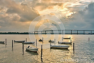 Boats in Chesapeake Bay at Solomons Island Stock Photo