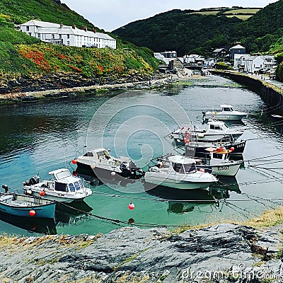 Boats Moored In Harbour at Boscastle Editorial Stock Photo