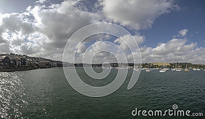 Boats moored in the harbour at Falmouth in Cornwall Editorial Stock Photo