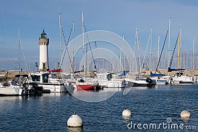 Boats moored at Port-Haliguen in Morbihan Stock Photo