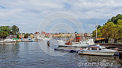 Boats moored at the Skeppsholmen islet Editorial Stock Photo