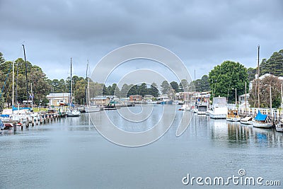 Boats mooring at Moyne river at Port Fairy, Australia Editorial Stock Photo