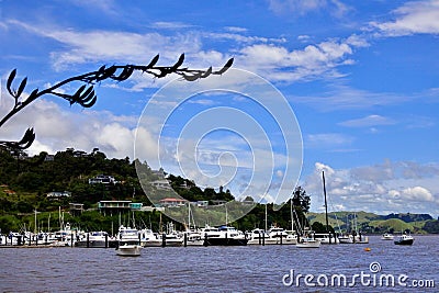 Boats mooring at Whangaroa Harbour in Northland New Zealand Stock Photo