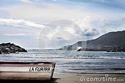 Boats on Naiguata beach in Venezuela Editorial Stock Photo