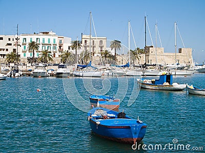 Boats at the old port of Bari. Apulia. Stock Photo