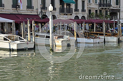 Boats parked at the Grand Canal Editorial Stock Photo