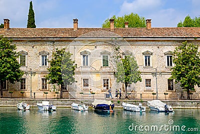 Boats parked Peschiera del Garda Editorial Stock Photo