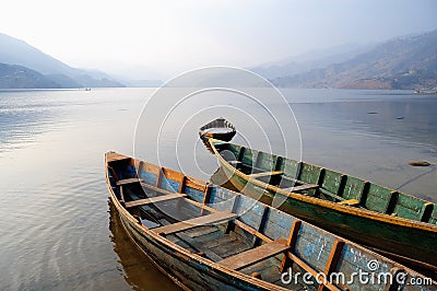 Boats parking in the quiet Fee-watt Lak Stock Photo