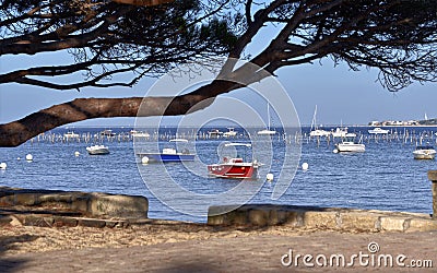 Boats at Cap-Ferret in France Editorial Stock Photo