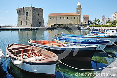 The boats in Port of Acciaroli, Cilento National Park. Salerno. Stock Photo