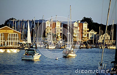 Boats in port on the Chesepeake Bay near AnnapOlis,Maryland Editorial Stock Photo