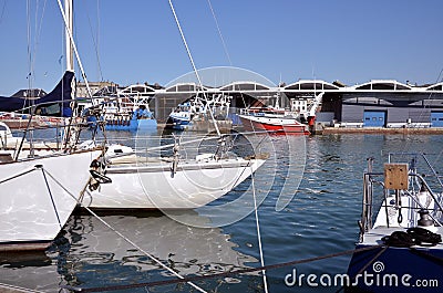 Boats in the port of Dieppe in France Stock Photo