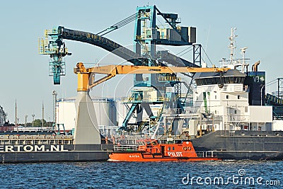 Boats at Port of Liepaja Editorial Stock Photo