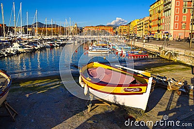 Boats in Port Lympia, Nice, France Editorial Stock Photo