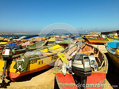 Boats in Punta de Choros, Chile Editorial Stock Photo