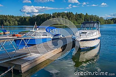 Boats resting at the pier Stock Photo