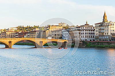 Boats on the River Arno Stock Photo