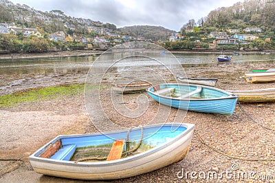 Boats on river between Noss Mayo and Newton Ferrers Devon Stock Photo