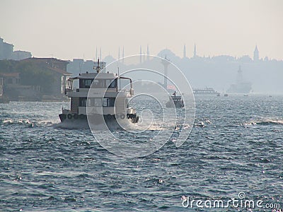 Boats in rough water Stock Photo