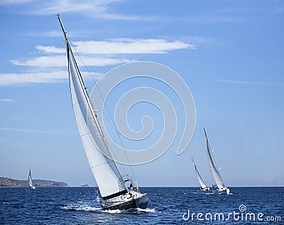 Boats in sailing regatta. Luxury yachts. Stock Photo