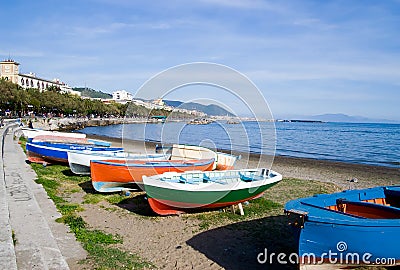 Boats on Salerno Bay Stock Photo