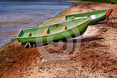 Boats on a seacoast Stock Photo