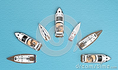Boats are a semicircle. Top view Stock Photo