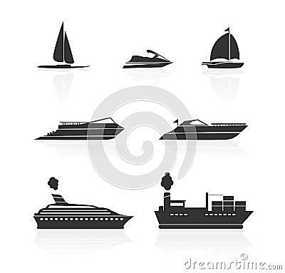 Boats and ships icons set Vector Illustration