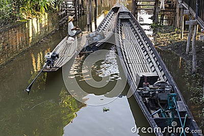 Boats in the small bay Editorial Stock Photo