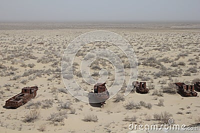 Rusty boats of the Aral Sea Stock Photo