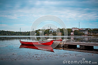 Boats in TÃ¶Ã¶lÃ¶nlahden puisto, Helsinki Editorial Stock Photo