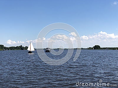 Boats at the Wijde Ee lake Stock Photo