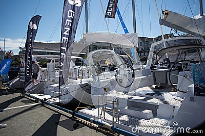 Yachts in boat show in Sidney Editorial Stock Photo