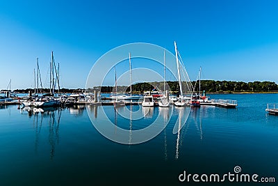 Boats and yachts moored in the sport port of Keroman Stock Photo