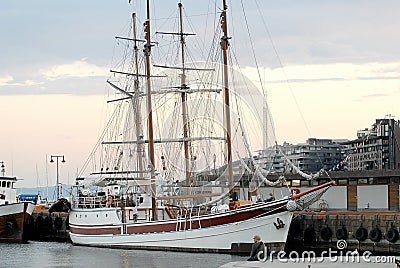 Boats and yachts in Oslo harbor Editorial Stock Photo