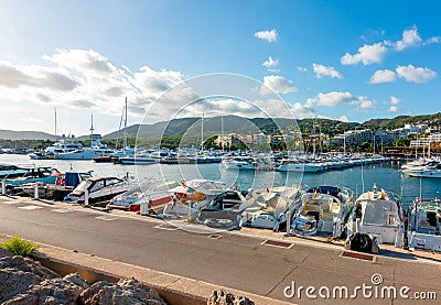 Boats and yachts in Portals Nous port, Mallorca island, Spain Editorial Stock Photo