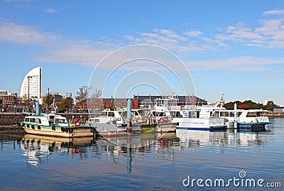 BOATS AT YOKOHAMA PORT, JAPAN Editorial Stock Photo