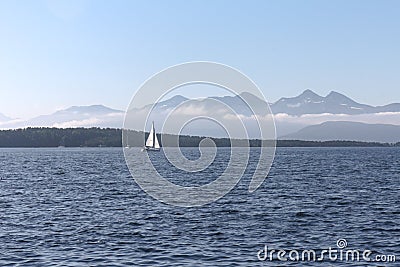 Lake and boatship Stock Photo