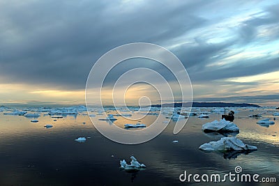 Boattrip in the evening, illulisat, Greenland Stock Photo