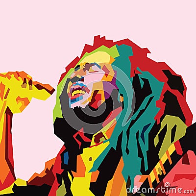 Bob Marley pop art style vector illustration poster template Editorial Stock Photo