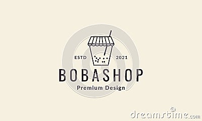 Boba drink store logo symbol vector icon illustration graphic design Vector Illustration