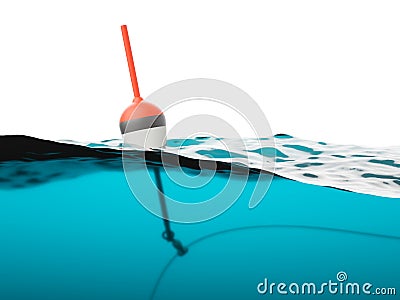 Bobber with fishing line under water Stock Photo