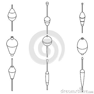 Bobber icons set vector outine Vector Illustration