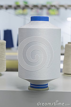 Bobbins with nylon thread, polyamide used for the manufacture of knitted clothing Stock Photo