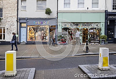 Bobbon Chic and Bloomin Krackers shop windows in High Street, Warminster, Wiltshire, UK Editorial Stock Photo