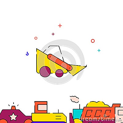 Bobcat machine, mini bulldozer filled line icon, simple illustration Cartoon Illustration