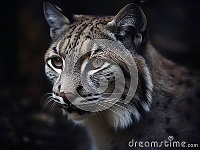 The bobcat is a small wild cat native to North America. Stock Photo