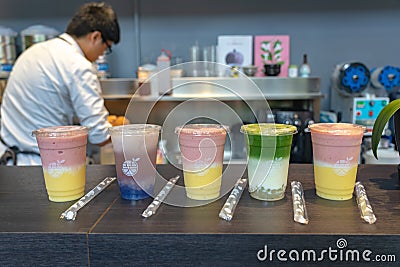 Bobii Frutii Bubble Tea & Juice Taipei Yongkang Store . Editorial Stock Photo
