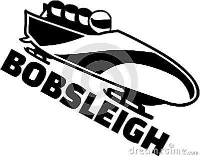 Bobsleigh with crew and word bobsleigh Vector Illustration