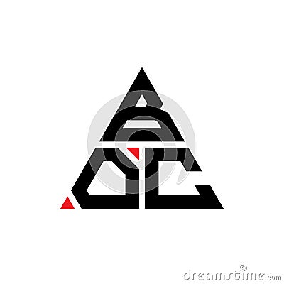 BOC triangle letter logo design with triangle shape. BOC triangle logo design monogram. BOC triangle vector logo template with red Vector Illustration